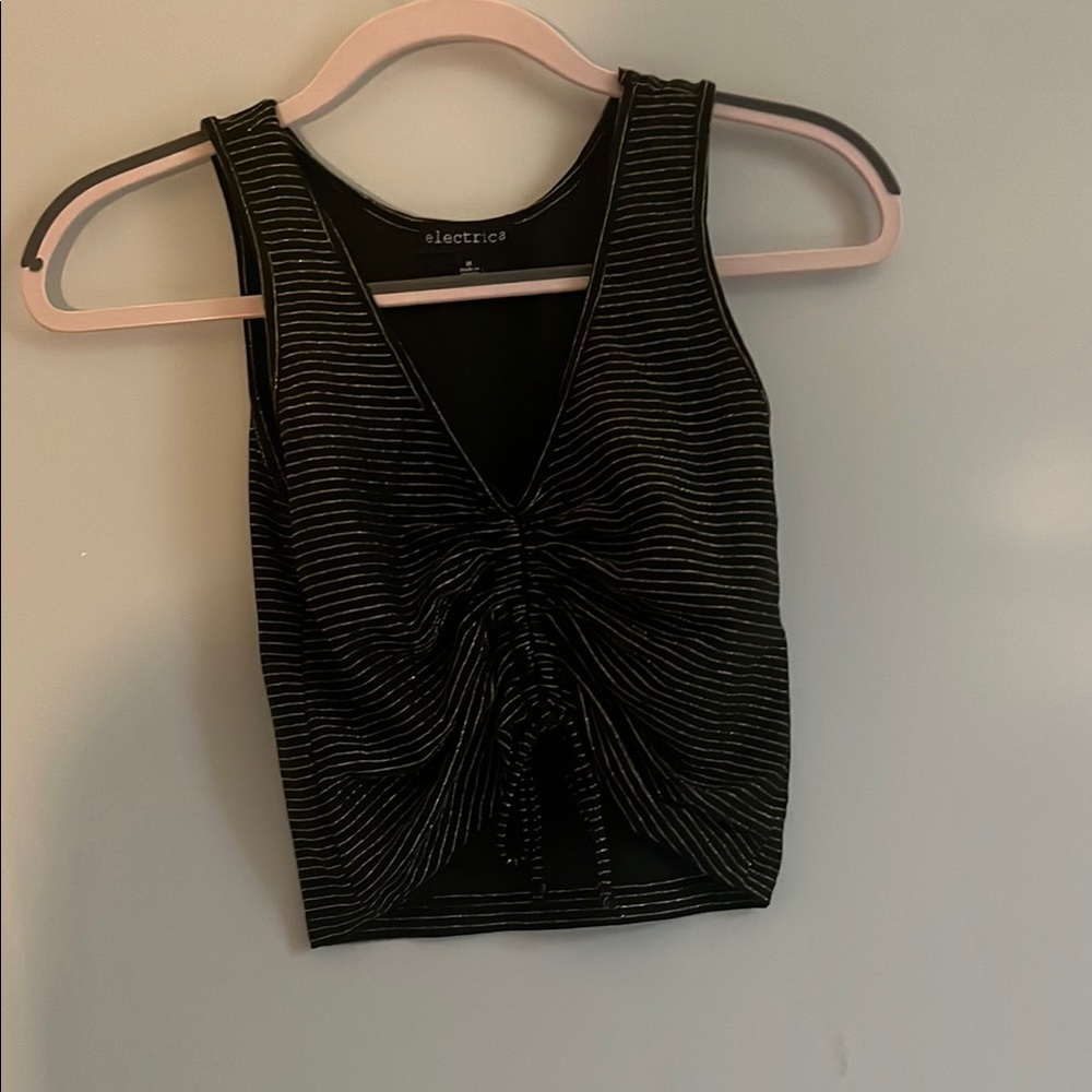 Electrica Black Ruched Fitted Tank Top